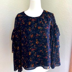 Madewell Floral Blouse with Tiered Sleeves